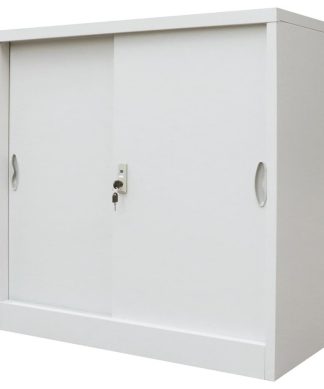vidaXL Office Cabinet with Sliding Doors Metal Gray Filing Storage Cabinet