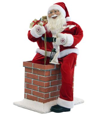 4' Music and Motion Santa Claus, the Chimney, Holiday Home Decor