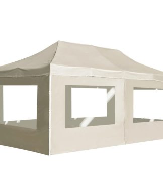 vidaXL Professional Folding Party Tent with Walls Aluminum 19.7' Cream Canopy