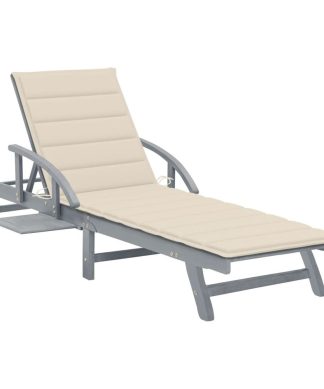 vidaXL Solid Acacia Wood Patio Sun Lounger with Cushion Seat Sunbed Terrace