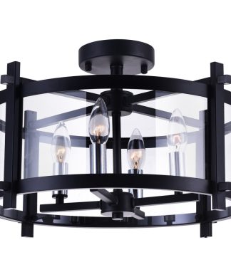 4-Light Flush Mount with Black Finish