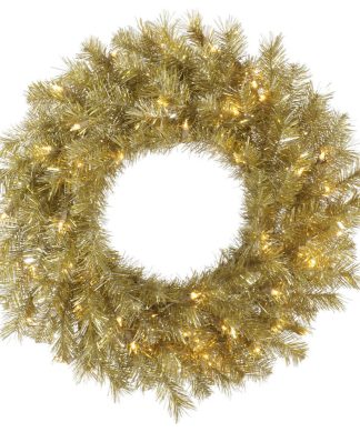 48" Gold/Silver Tinsel Wreath 100Ww Led