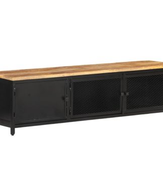 vidaXL Solid Rough Mango Wood TV Cabinet Entertainment Center Stand HiFi Unit