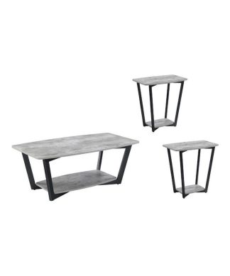 3 Piece Coffee Table Set with Coffee Table and Set of 2 End Table in Faux Birch