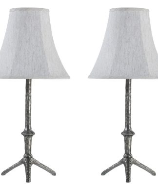 40218-11 Two Pack - 28 1/2" Metal Table Lamp, Oxidized Silver Finish