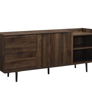 58" Modern Storage TV Stand - Dark Walnut