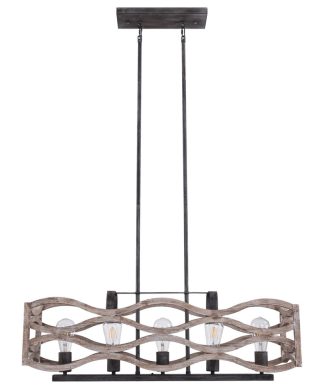 5 - Light Statement Rectangle chandelier, Weathered Wood