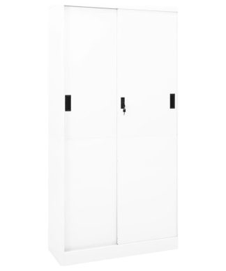 vidaXL Office Cabinet with Sliding Door White 70.9" Steel Storage Side Cabinet