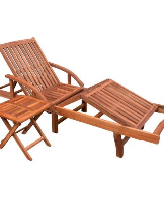vidaXL Sun Lounger With Table Solid Acacia Wood