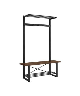 72" Urban Blend Metal and Wood Hall Tree - Dark Walnut