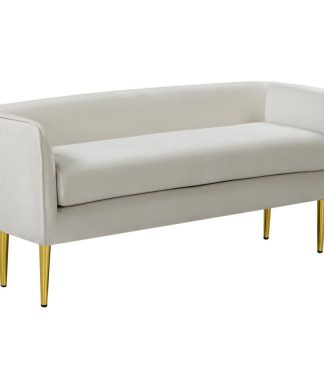 Audrey Velvet Bench, Cream