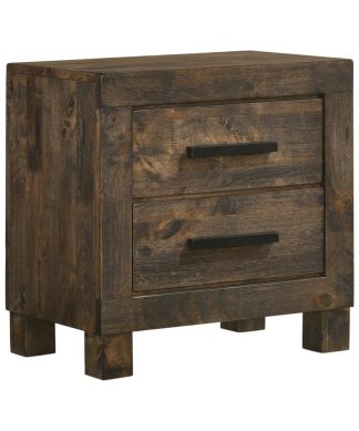 Wooden Nightstand With 2 Drawers And Grain Details Brown Saltoro Sherpi