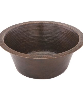 16" Round Hammered Copper Bar Sink With 2" Drain Size, 3.5"