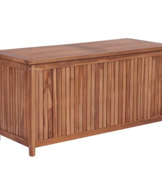 vidaXL Solid Teak Wood Patio Storage Box 47.2" Garden Pillow Box Organizer