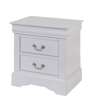 2 Drawers Wood Nightstand, White