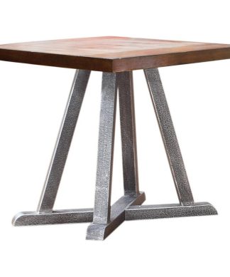 Walnut With Brushed Gray Iron End Table