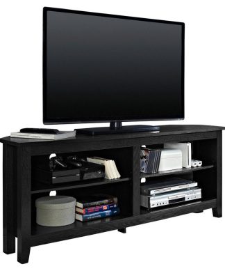 Walker Edison 58" Wood Corner Tv Console, Black