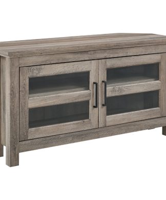44" Corner Wood TV Console, Gray Wash