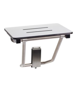 24" x 15" White Folding Wall Mount Shower Seat Bench, ADA Compliant