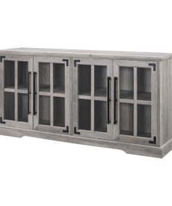 58" Farmhouse 4-Door TV Console - Grey Wash