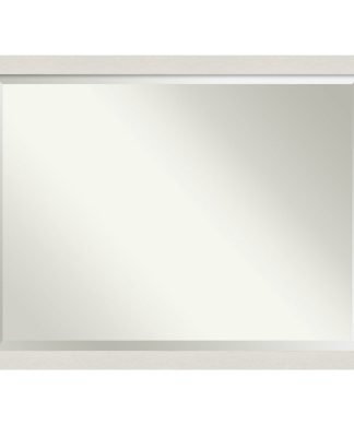 Wall Mirror Bathroom Vanity Mirror Rustic Plank White Narrow, Outer Size 43x33