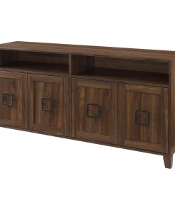 58" 4 Door Modern TV Console, Dark Walnut