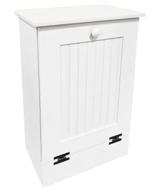 Wooden Trash Bin, Cottage White