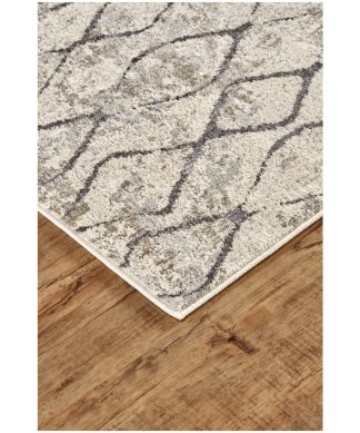 Weave & Wander Kiba Contemporary Distressed, Ivory/Charcoal Rug, 7'10"x11'
