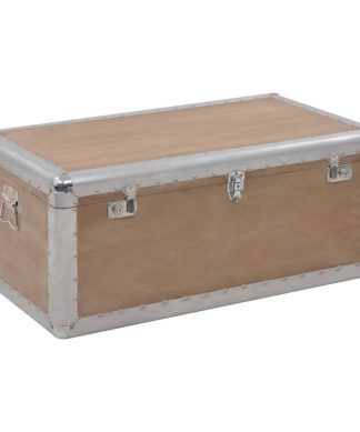 vidaXL Solid Fir Wood Storage Box 35.8"x20.5"x15.7" Brown Chest Coffee Stand