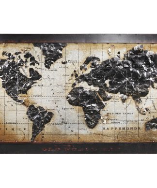 "World Map" Wall Art Mixed Media Iron Hand Painted Dimensional Wall Sculpture