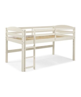 Walker Edison Transitional Solid Wood Low Loft Twin Bed in White