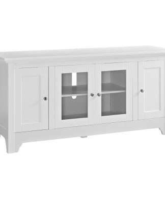 52" Wood TV Media Stand Storage Console, Wite