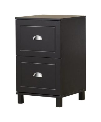 Wooden Filing Cabinet With 2 Drawer, Black