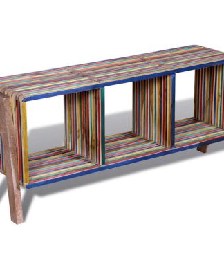 vidaXL Reclaimed Teak TV Cabinet Stand Sideboard Low Board 3 Shelves Colorful