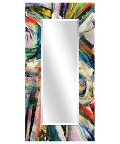 "Rock Star I" Rectangular Beveled Mirror on Printed Abstract Tempered Art Glass