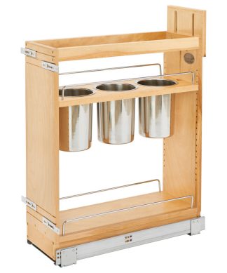 Wood Base Cabinet Utility Pull Out Organizer With Soft Close, 8.75"