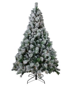 7.5' Pre-Lit Flocked Somerset Spruce Artificial Christmas Tree Clear Lights
