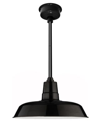 12" Oldage LED Pendant Light, Black With Black Downrod