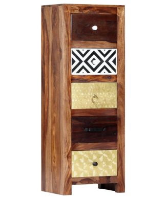 vidaXL Solid Sheesham Wood Side Cabinet Sturdy 15.7" Drawers End Storage Case