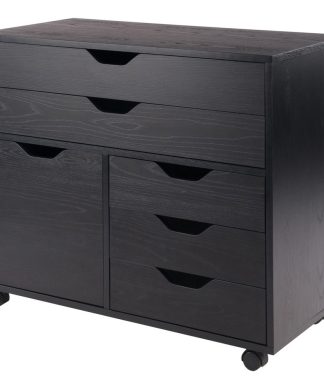 Winsome Wood Home Office Halifax 3 Section Mobile Storage Cabinet, Black