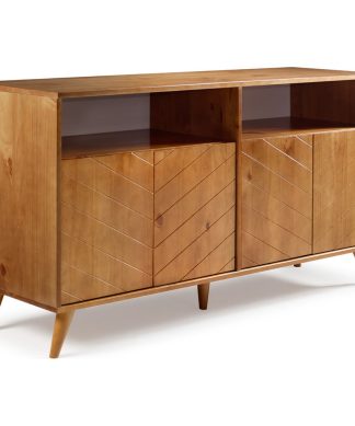 60" Chevron 4 Door TV Console, Caramel