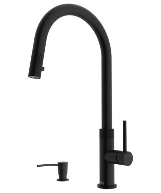 VIGO Bristol Pull-Down Kitchen Faucet With Soap Dispenser, Matte Black