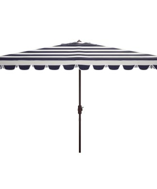 Vienna 6.5'x10' Rectangle Crank Umbrella, Black/White