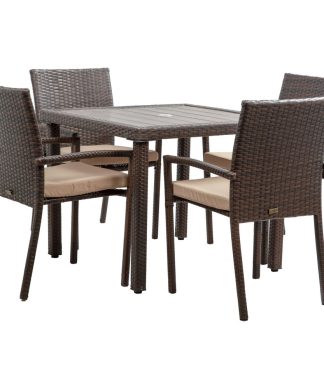Wicker Patio Dining Table Set, Brown, 5-Pieces