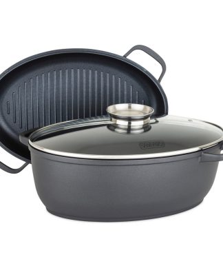 Viking 3-in-1 8.6 Qt Die Cast Oval Roaster With BONUS Glass Basting Lid