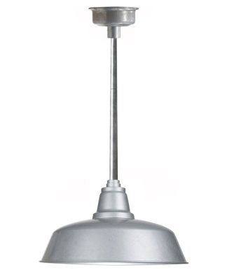 14" Goodyear LED Pendant Light, Galvanized Silver, Galvanized Silver Downrod