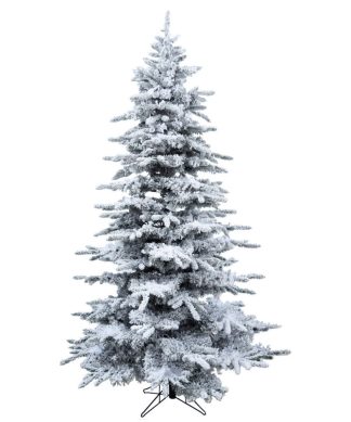 7.5' Silverado Pine White Flocked Slim Christmas Tree, No Lights