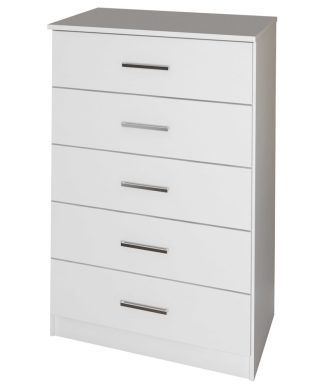100% Solid Wood Metro 5-Drawer Chest, White