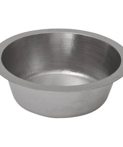 14" Round Hammered Copper Bar Sink, Electroless Nickel w/ 2" Dra, Size