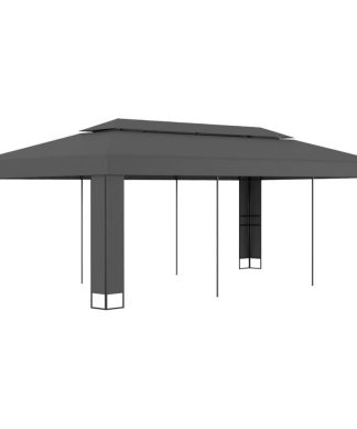 vidaXL Gazebo with Double Roof 19.6' Anthracite Outdoor Awning Sunshade Canopy